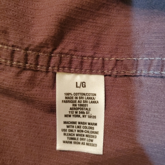 Aeropostale snap button short sleeve shirt brown - Picture 5 of 6